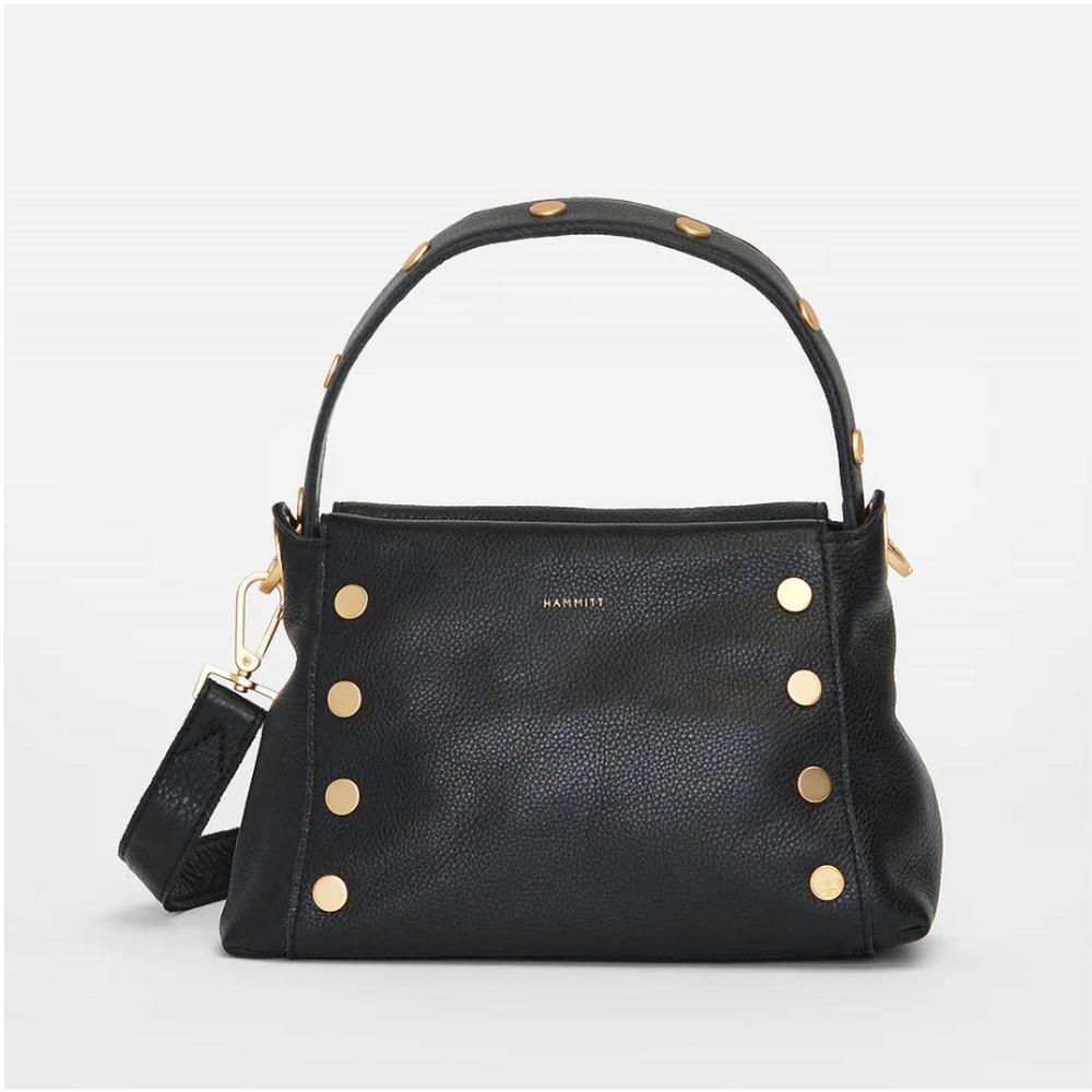 Hammitt Black Leather Bryant Medium Shoulder Bag with Gold Hardware - Picture 2 of 6